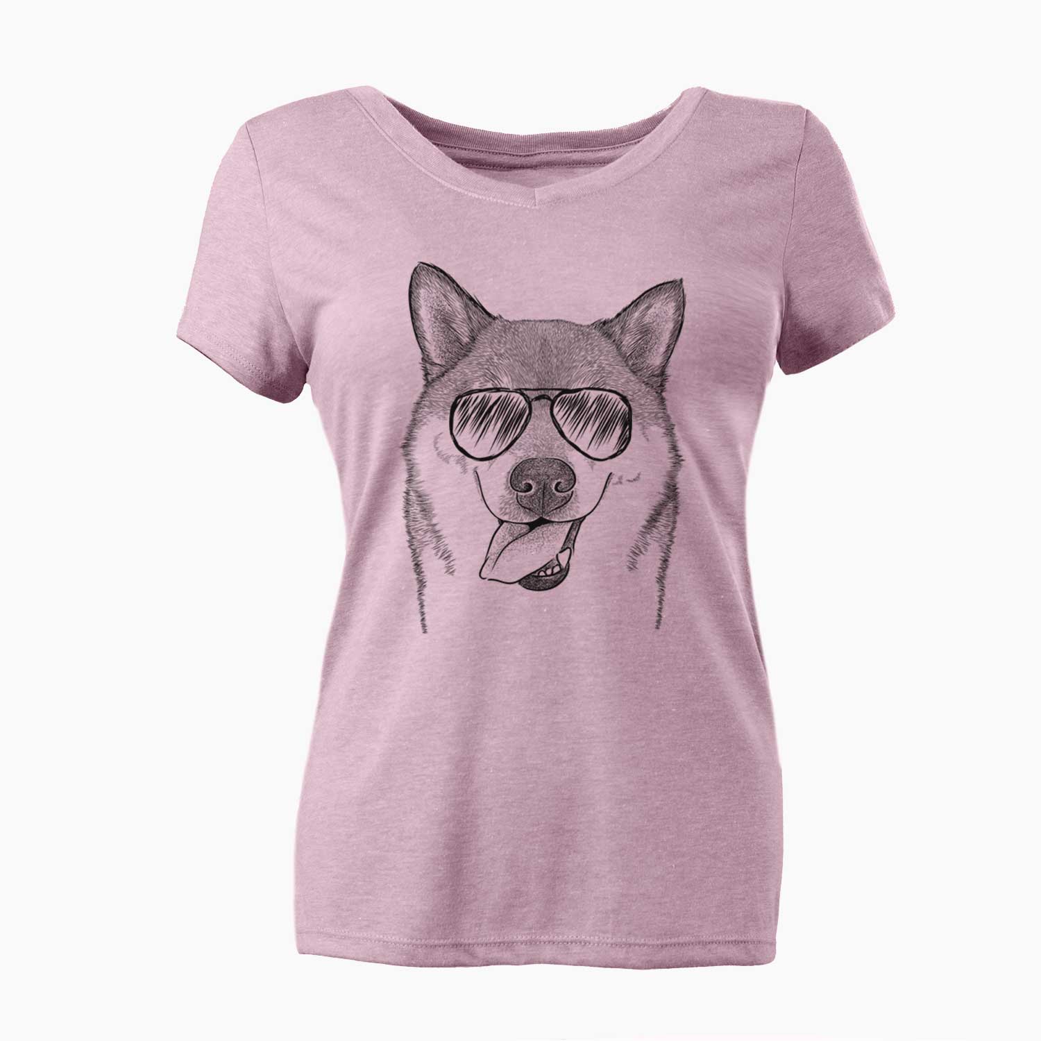 Aviator Mothra the Shiba Inu - Women's V-neck Shirt