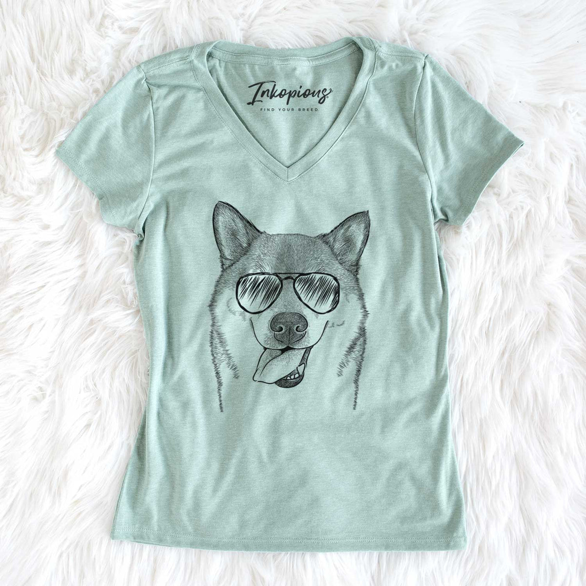 Aviator Mothra the Shiba Inu - Women's V-neck Shirt