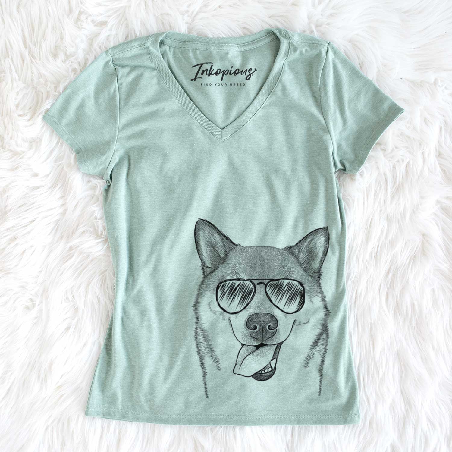 Aviator Mothra the Shiba Inu - Women's V-neck Shirt