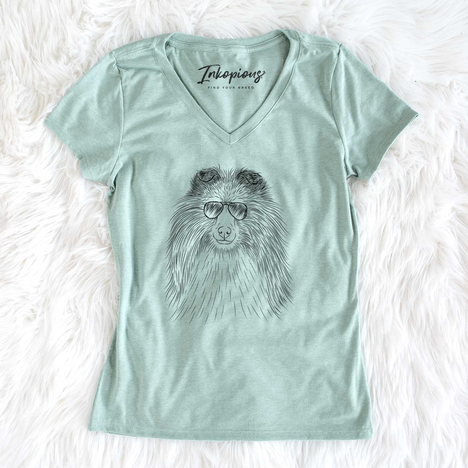 Aviator Moxie the Shetland Sheepdog - Women's V-neck Shirt