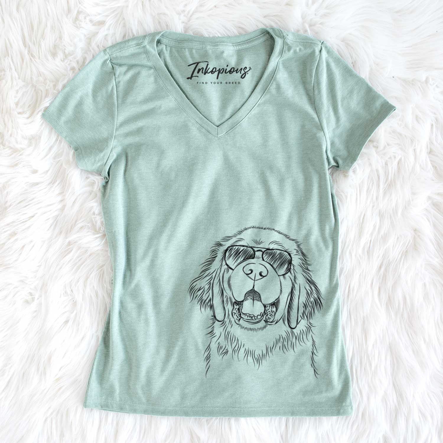 Aviator Mozart the Newfoundland - Women's V-neck Shirt