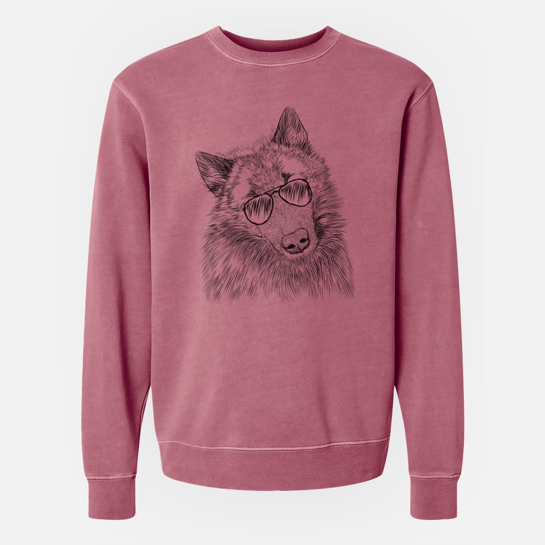 Aviator Mr. Maverick the Keeshond - Unisex Pigment Dyed Crew Sweatshirt