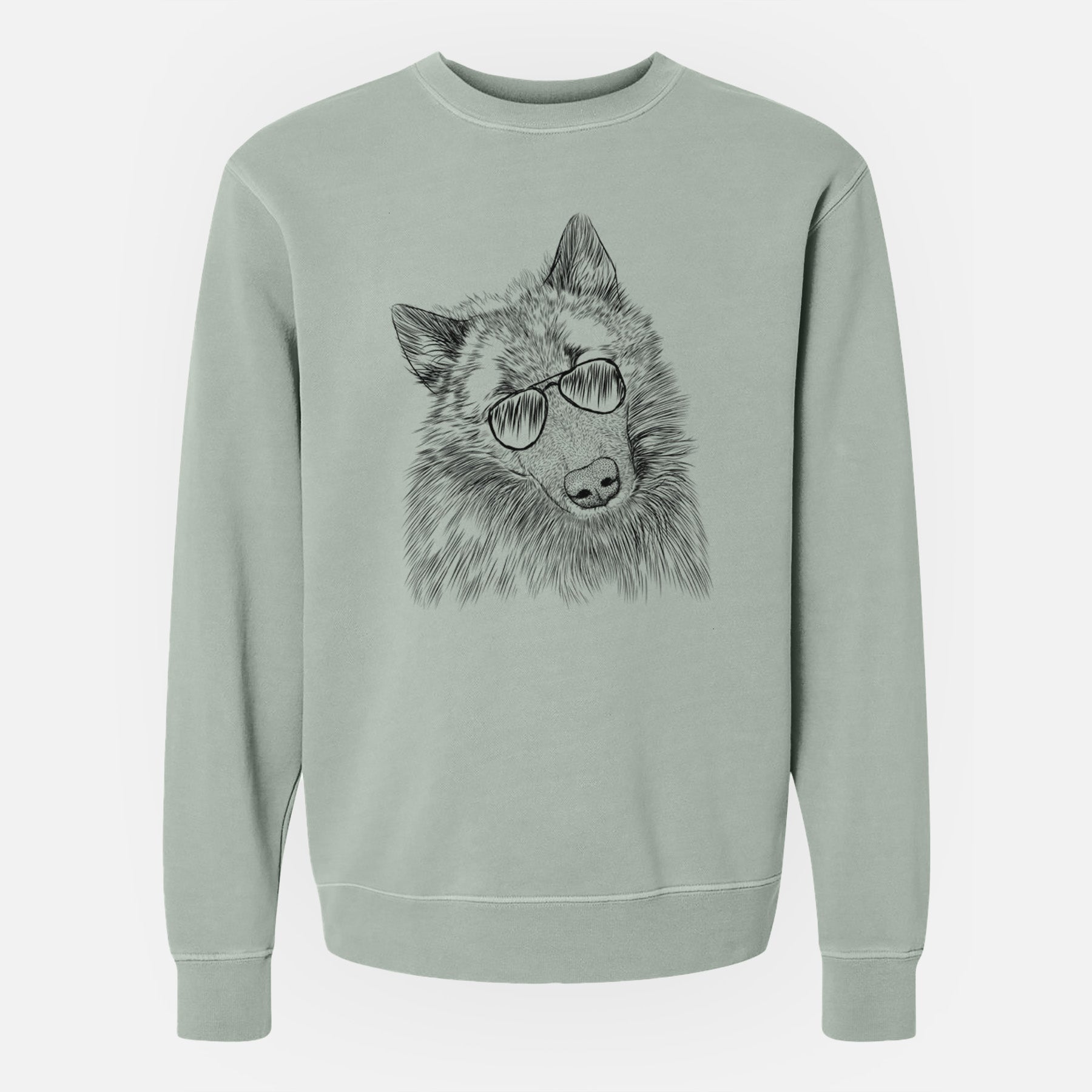 Aviator Mr. Maverick the Keeshond - Unisex Pigment Dyed Crew Sweatshirt