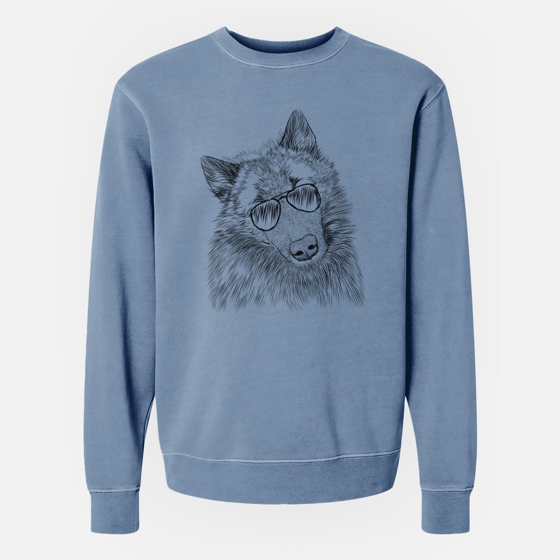 Aviator Mr. Maverick the Keeshond - Unisex Pigment Dyed Crew Sweatshirt