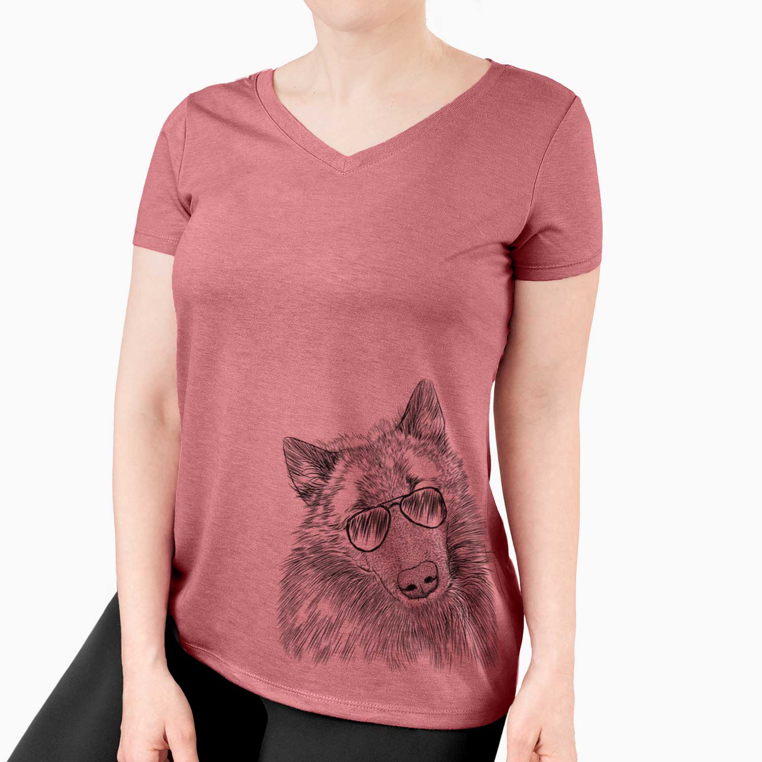 Aviator Mr. Maverick the Keeshond - Women's V-neck Shirt