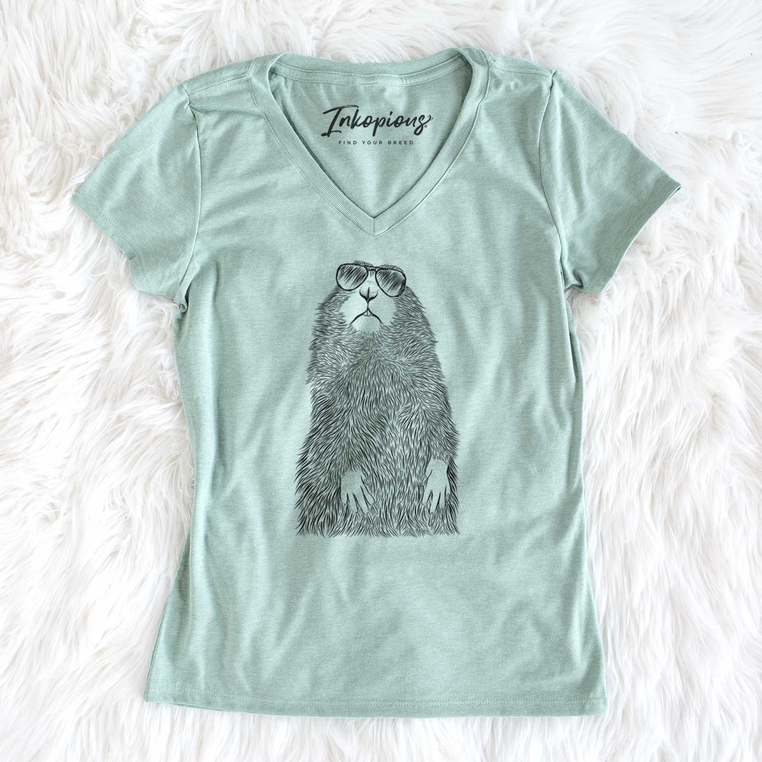 Aviator Mr. Otis the Prairie Dog - Women's V-neck Shirt