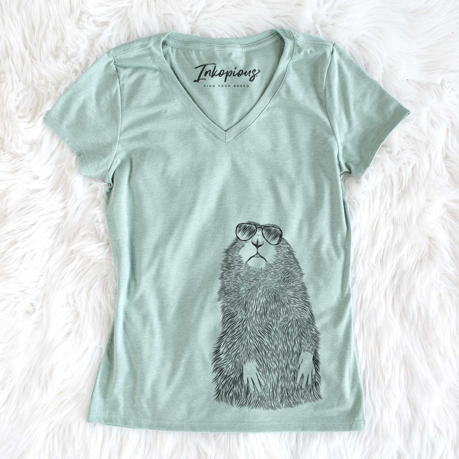 Aviator Mr. Otis the Prairie Dog - Women's V-neck Shirt