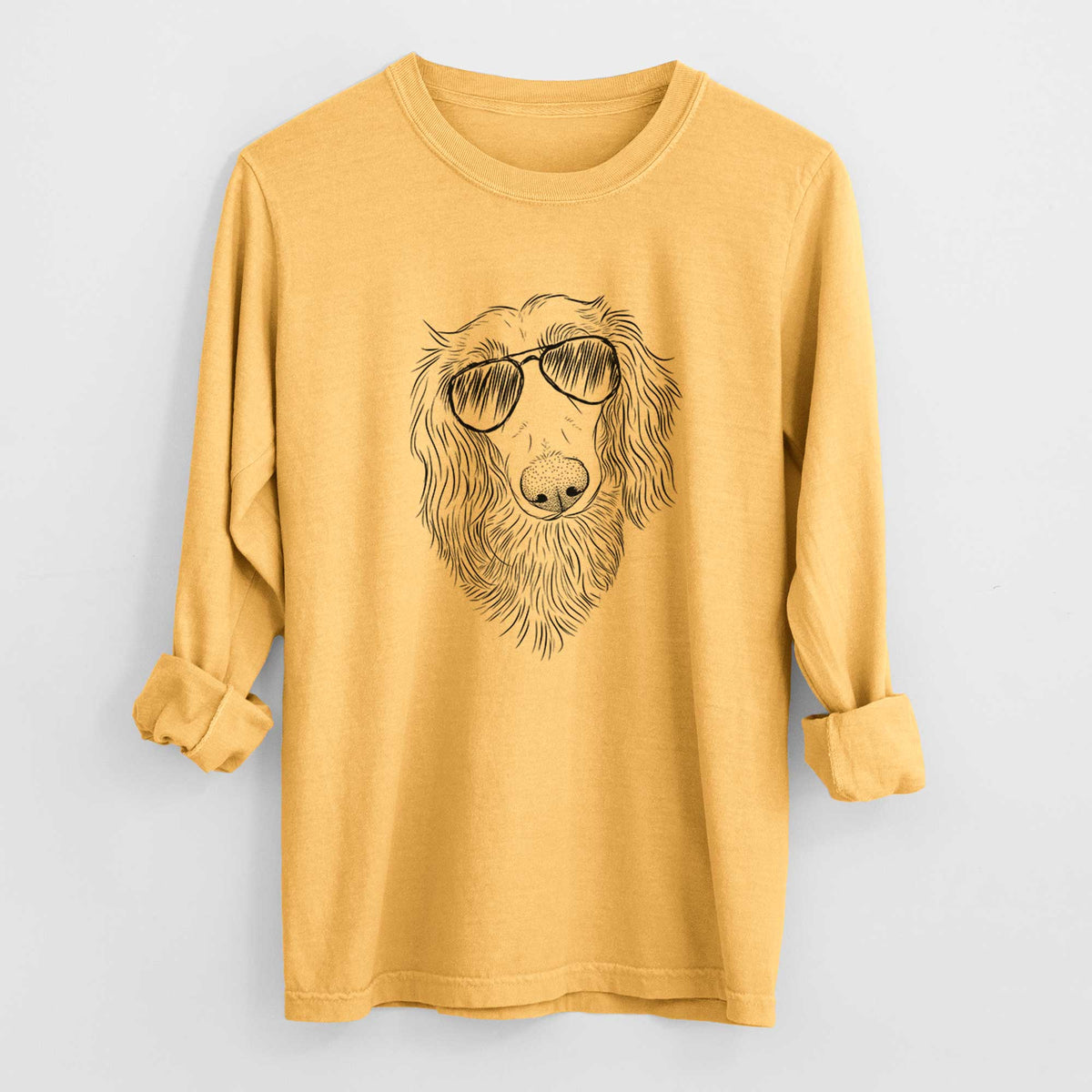 Aviators Mr. Rusty the Long Haired Dachshund - Heavyweight 100% Cotton Long Sleeve