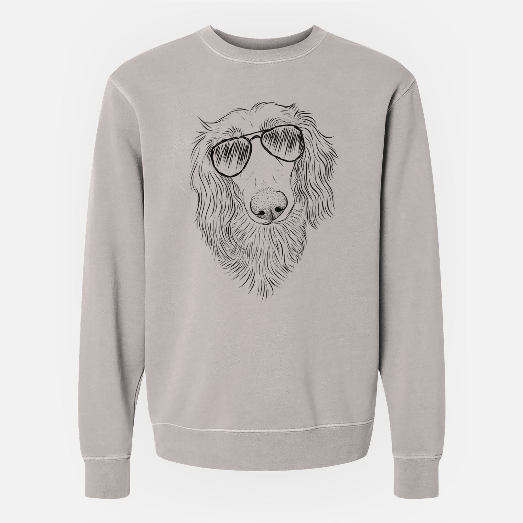 Aviator Mr. Rusty the Long Haired Dachshund - Unisex Pigment Dyed Crew Sweatshirt