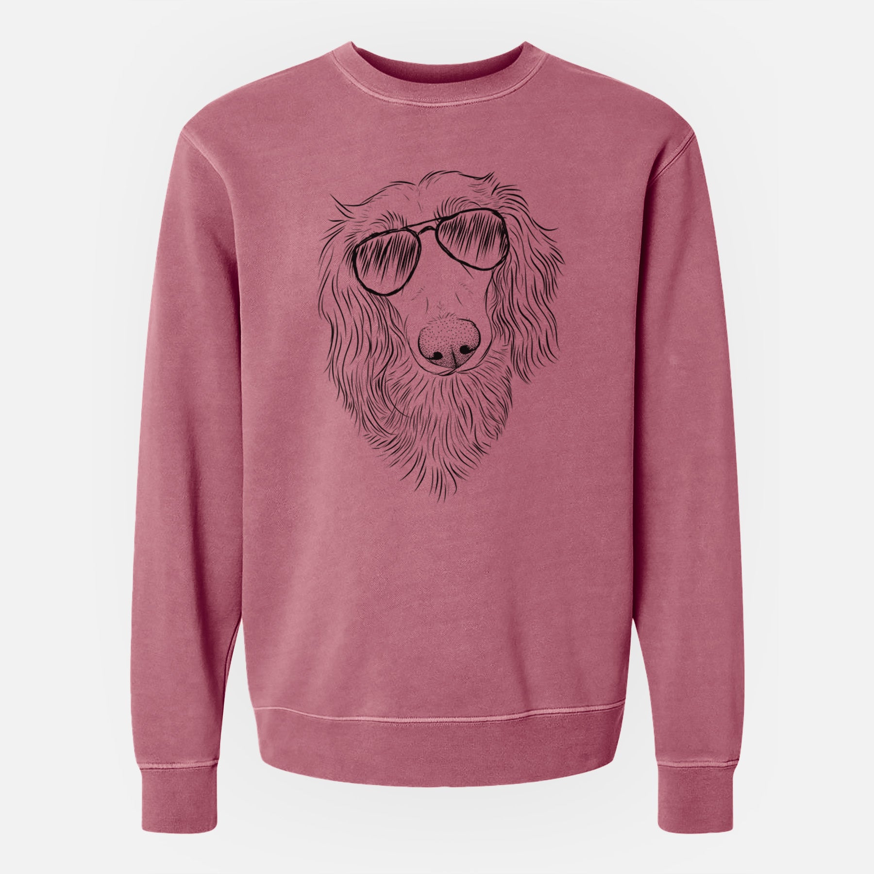 Aviator Mr. Rusty the Long Haired Dachshund - Unisex Pigment Dyed Crew Sweatshirt