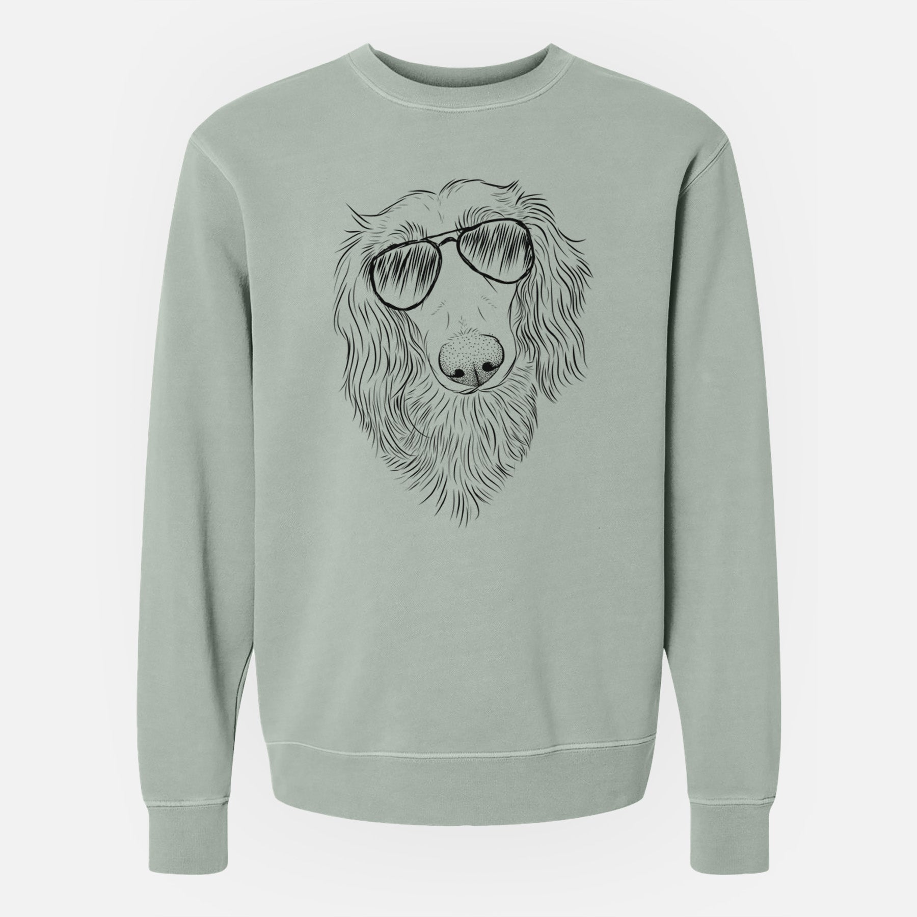 Aviator Mr. Rusty the Long Haired Dachshund - Unisex Pigment Dyed Crew Sweatshirt