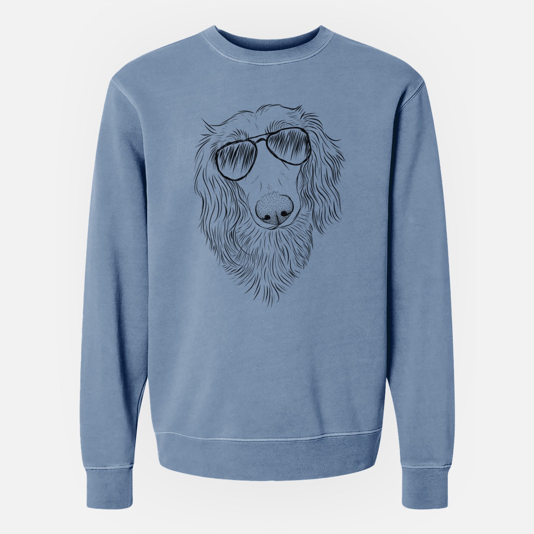 Aviator Mr. Rusty the Long Haired Dachshund - Unisex Pigment Dyed Crew Sweatshirt