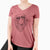 Aviator Mr. Rusty the Long Haired Dachshund - Women's V-neck Shirt