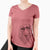 Aviator Mr. Rusty the Long Haired Dachshund - Women's V-neck Shirt