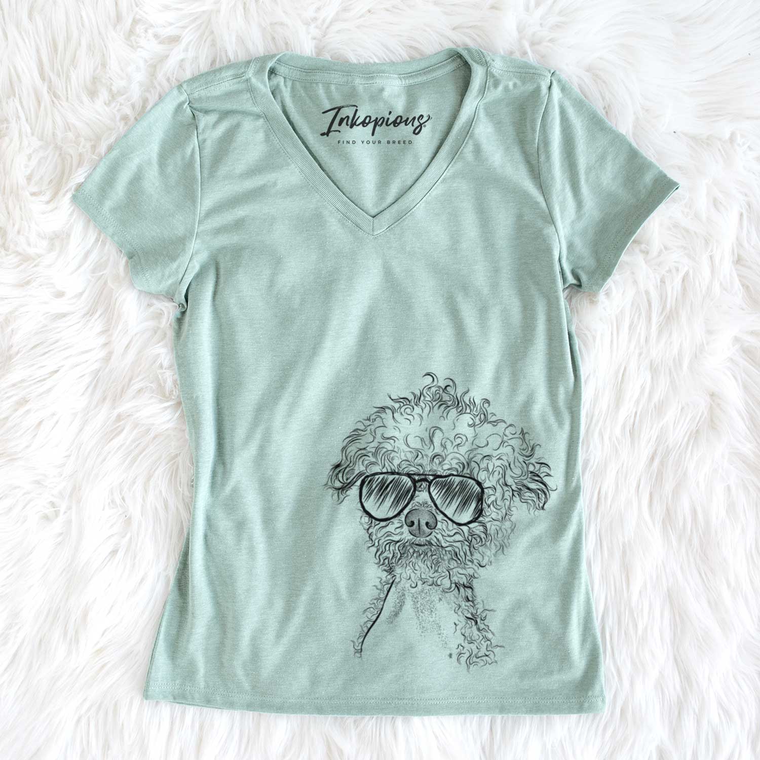 Aviator Muffin the Poodle - Women's V-neck Shirt