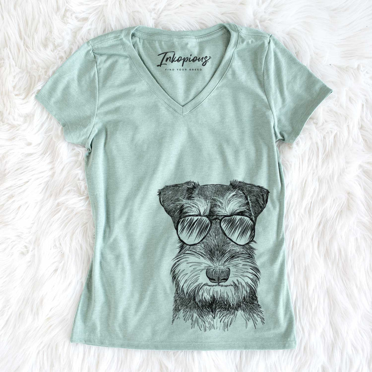 Aviator Murphy the Mini Schnauzer - Women's V-neck Shirt