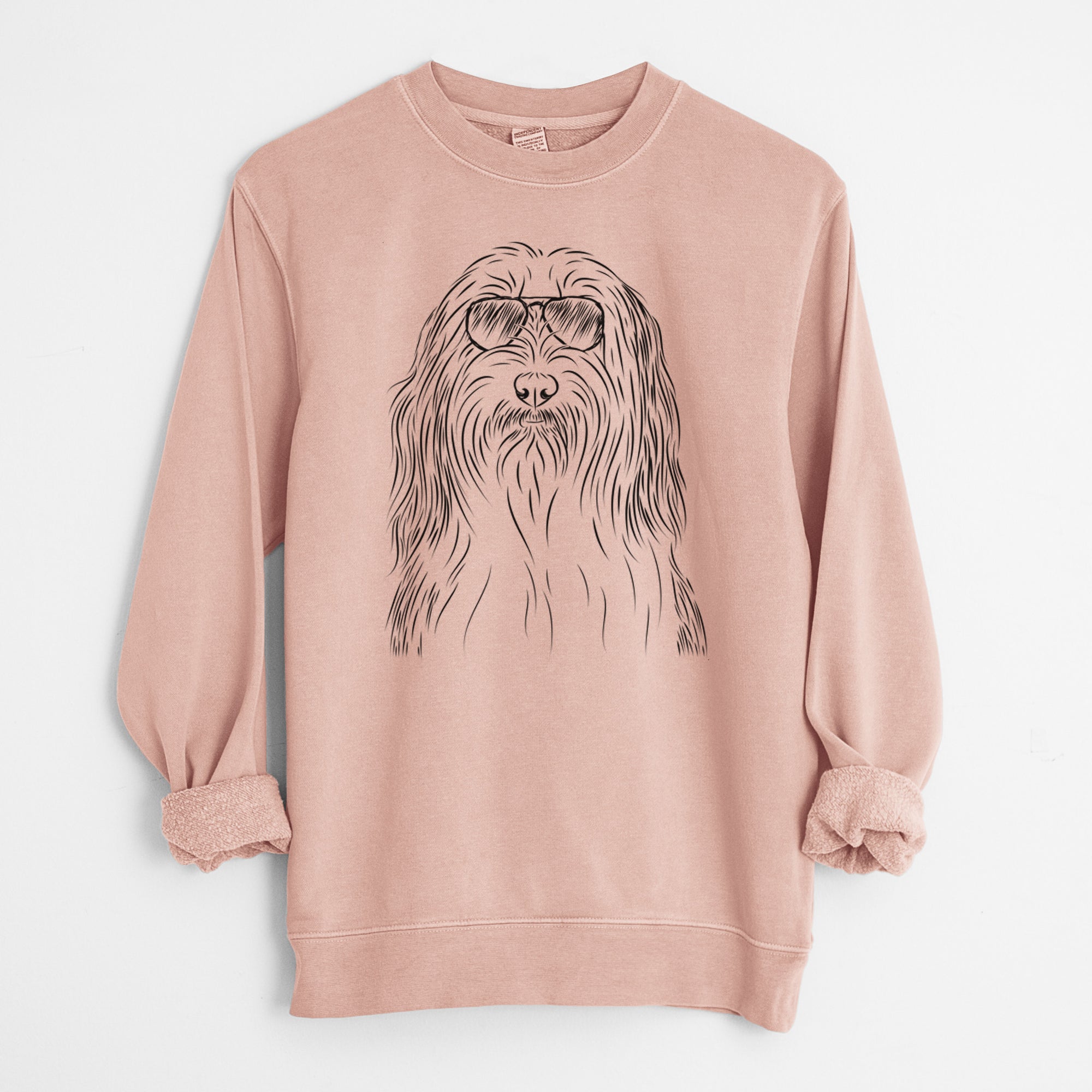 Aviator Murray the Bearded Collie - Unisex Pigment Dyed Crew Sweatshirt