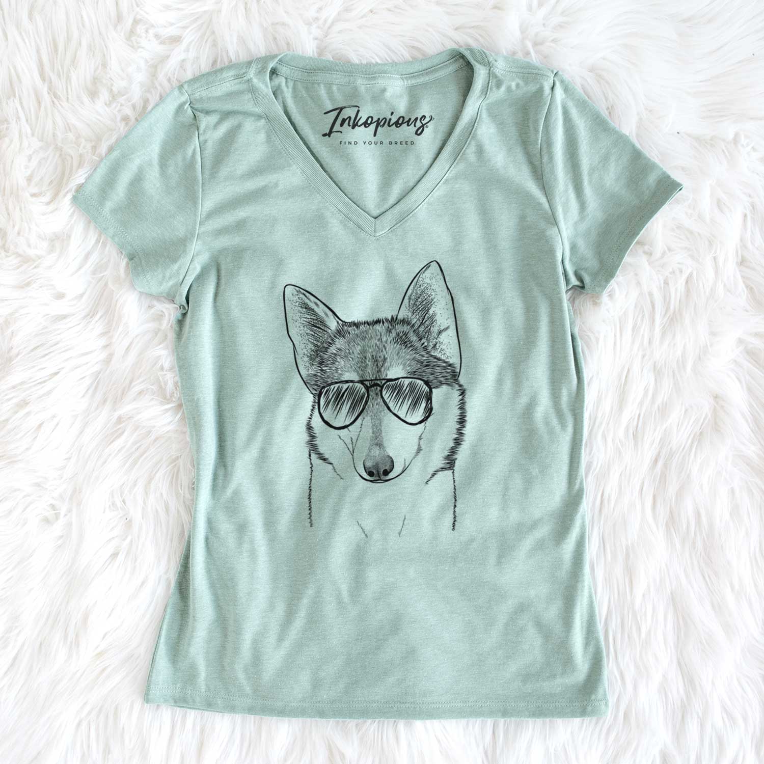 Aviator Nami the Alaskan Klee Kai - Women's V-neck Shirt