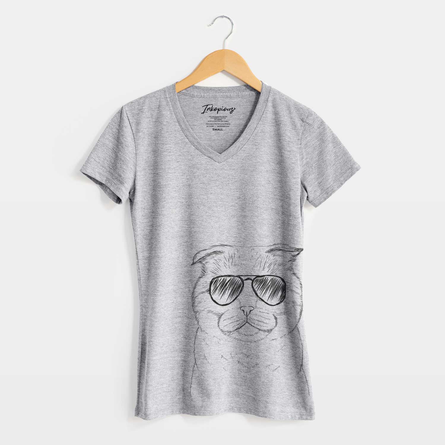 Aviator Neko the Scottish Fold Cat - Women's V-neck Shirt