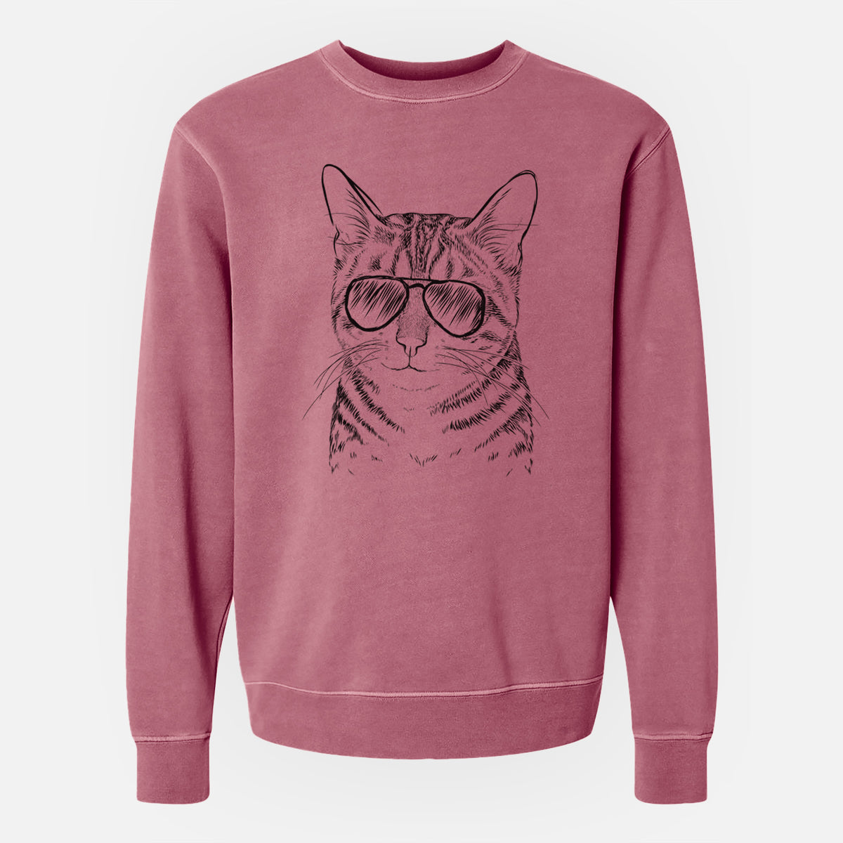 Aviator Nell the Tabby Cat - Unisex Pigment Dyed Crew Sweatshirt
