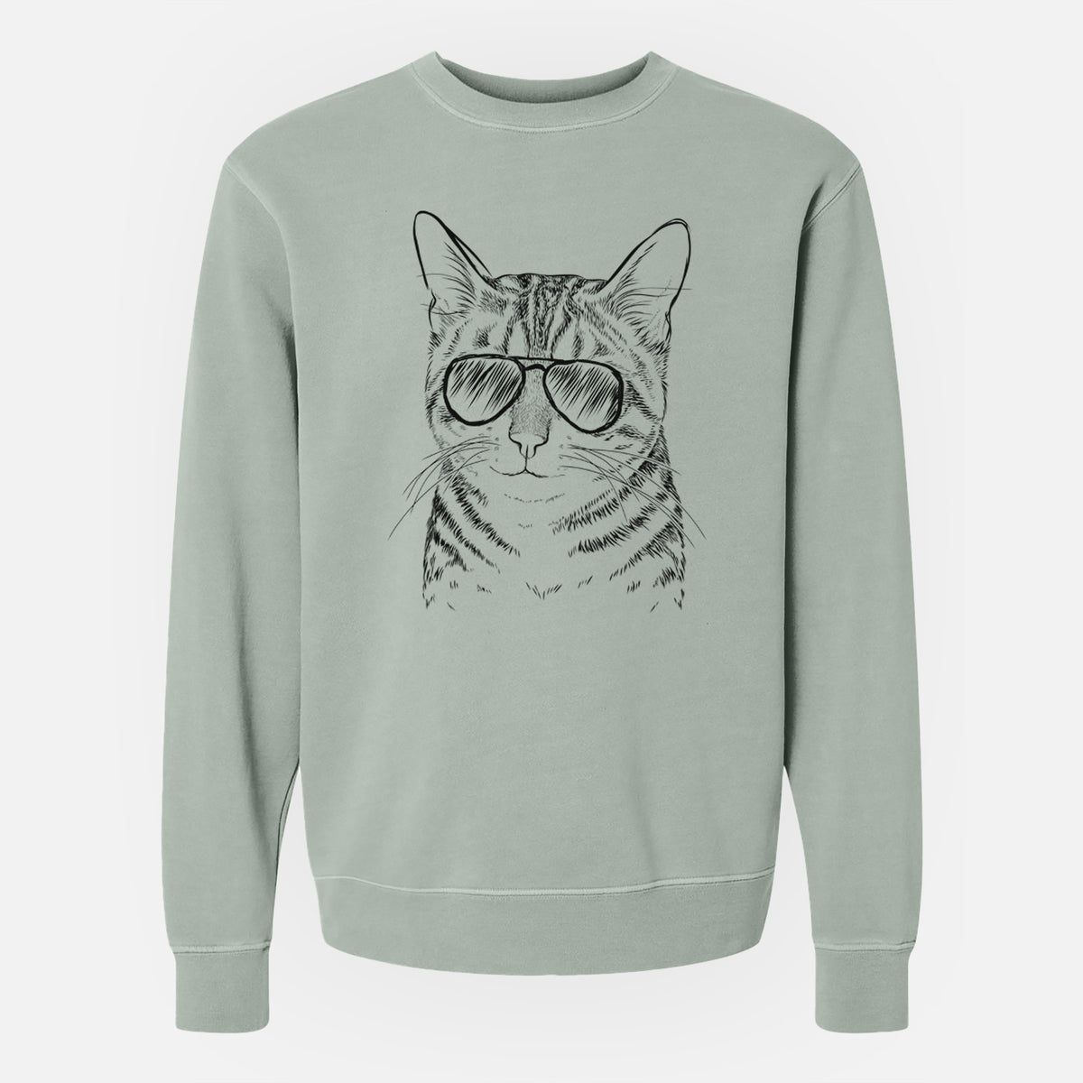 Aviator Nell the Tabby Cat - Unisex Pigment Dyed Crew Sweatshirt