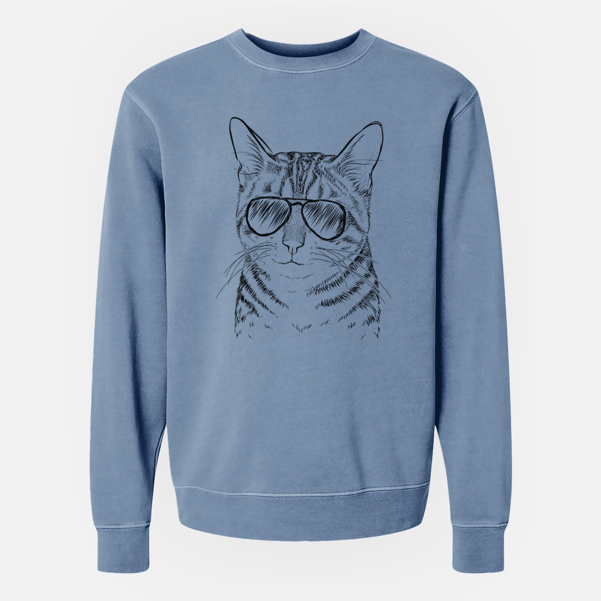 Aviator Nell the Tabby Cat - Unisex Pigment Dyed Crew Sweatshirt