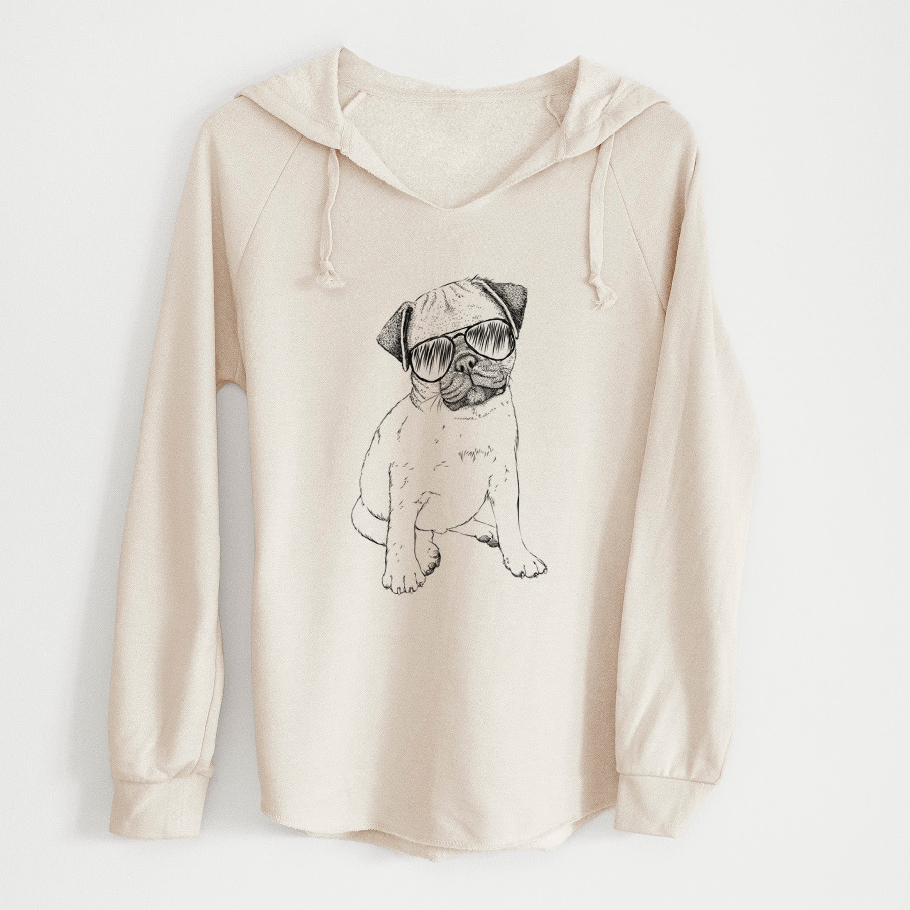 Aviator Nelson the Pug Puppy - Cali Wave Hooded Sweatshirt