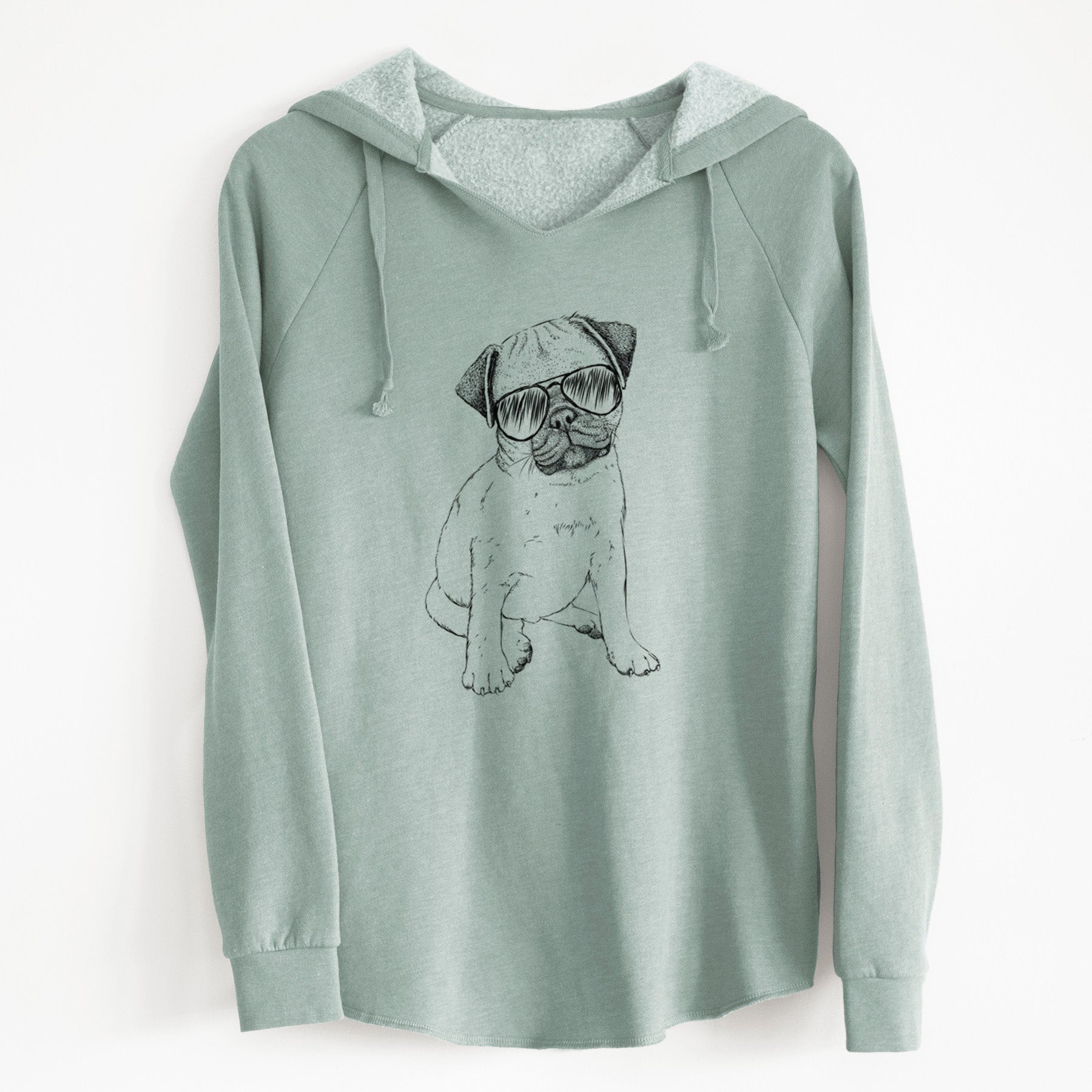 Aviator Nelson the Pug Puppy - Cali Wave Hooded Sweatshirt