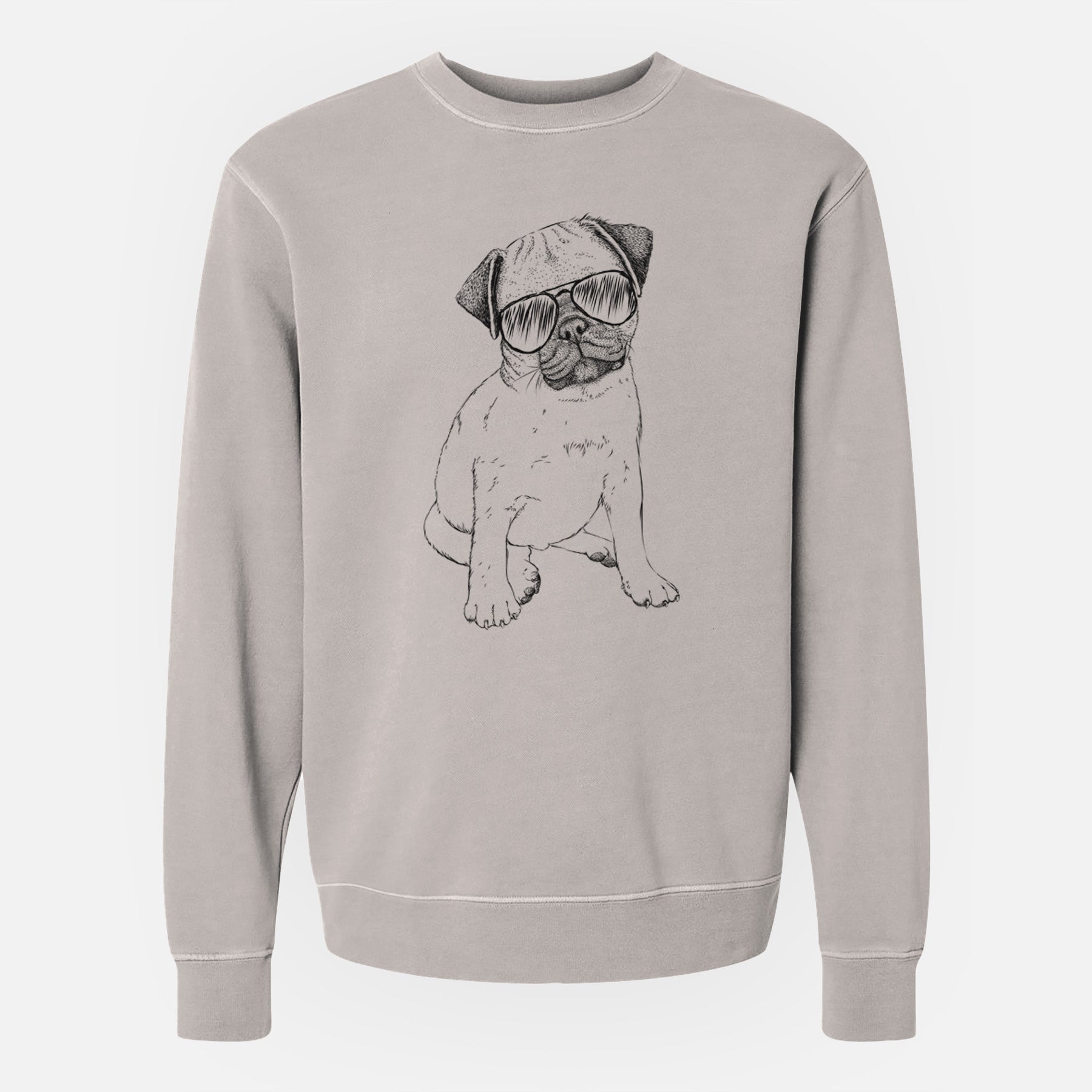 Aviator Nelson the Pug Puppy - Unisex Pigment Dyed Crew Sweatshirt