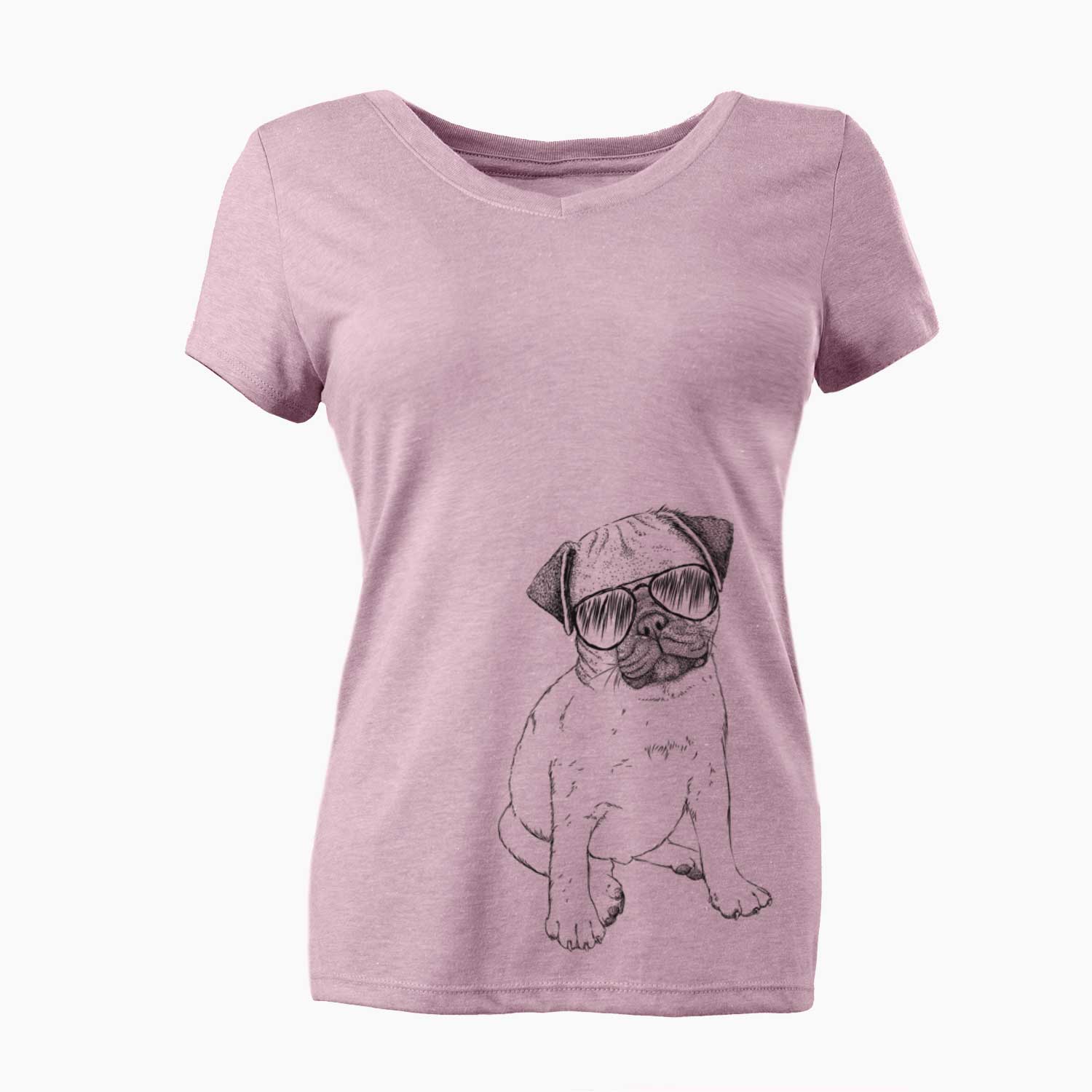 Aviator Nelson the Pug Puppy - Women's V-neck Shirt