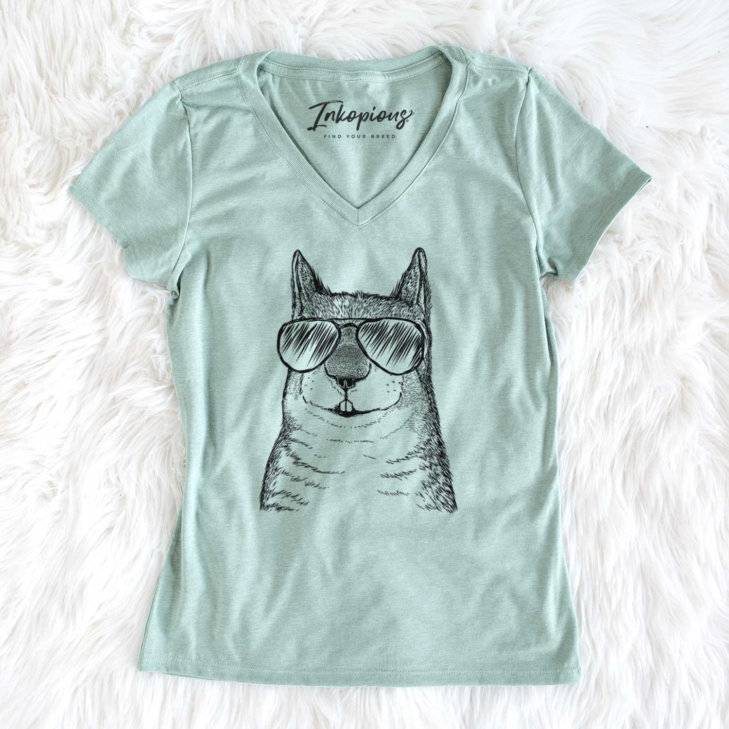 Aviator Nibbles the Squirrel - Women's V-neck Shirt