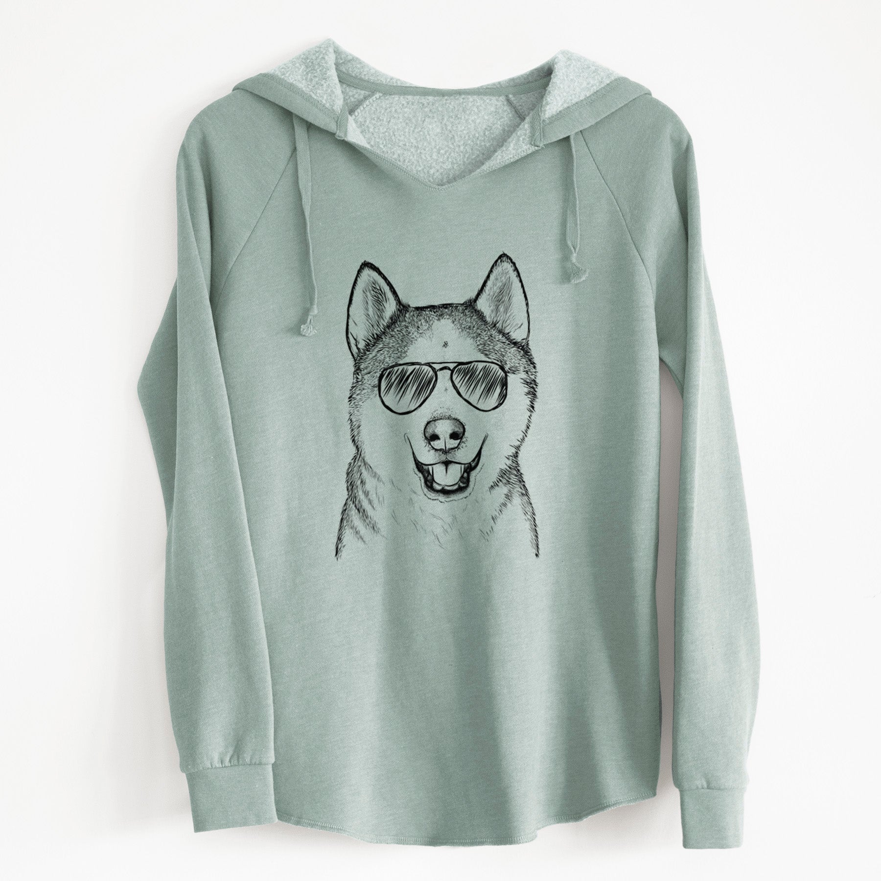 Aviator Nika the Siberian Husky - Cali Wave Hooded Sweatshirt