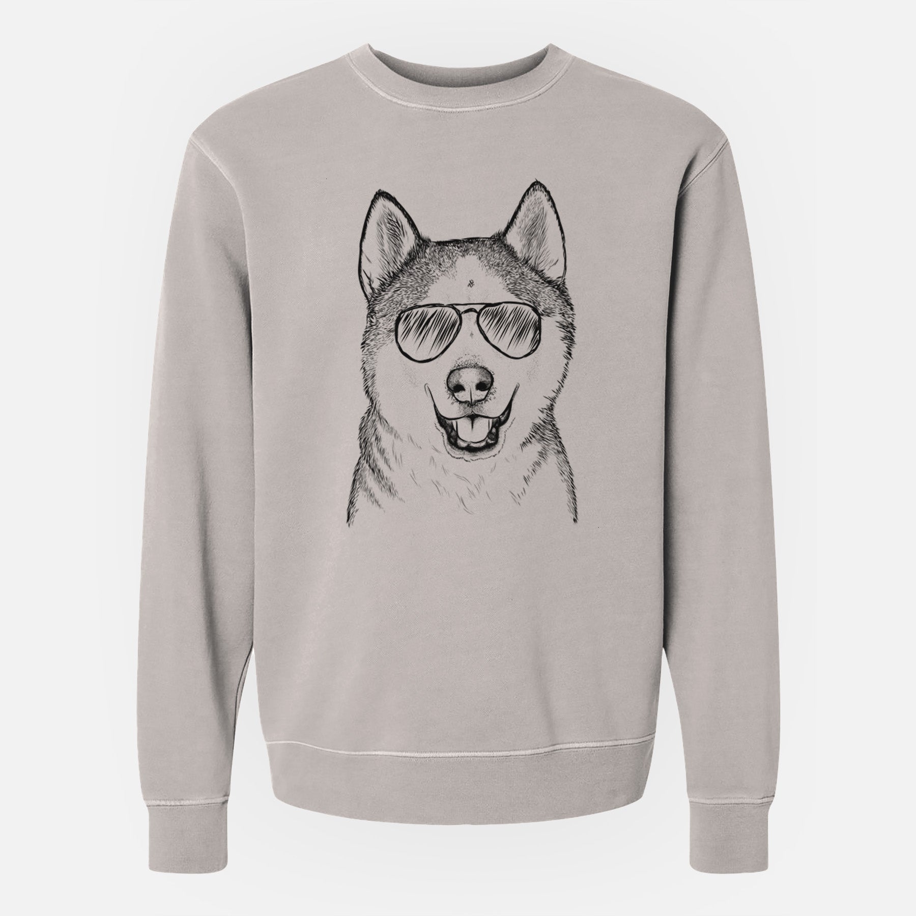 Aviator Nika the Siberian Husky - Unisex Pigment Dyed Crew Sweatshirt