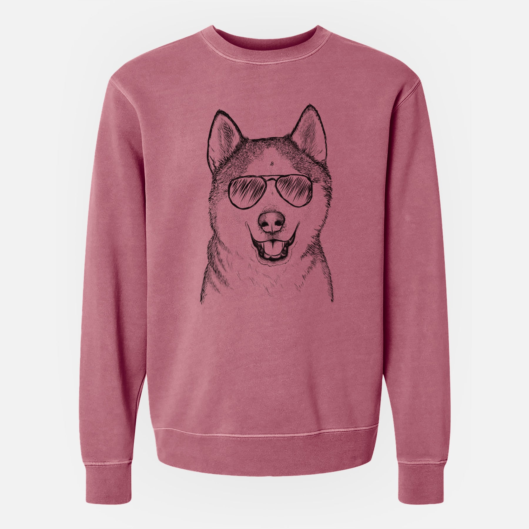 Aviator Nika the Siberian Husky - Unisex Pigment Dyed Crew Sweatshirt