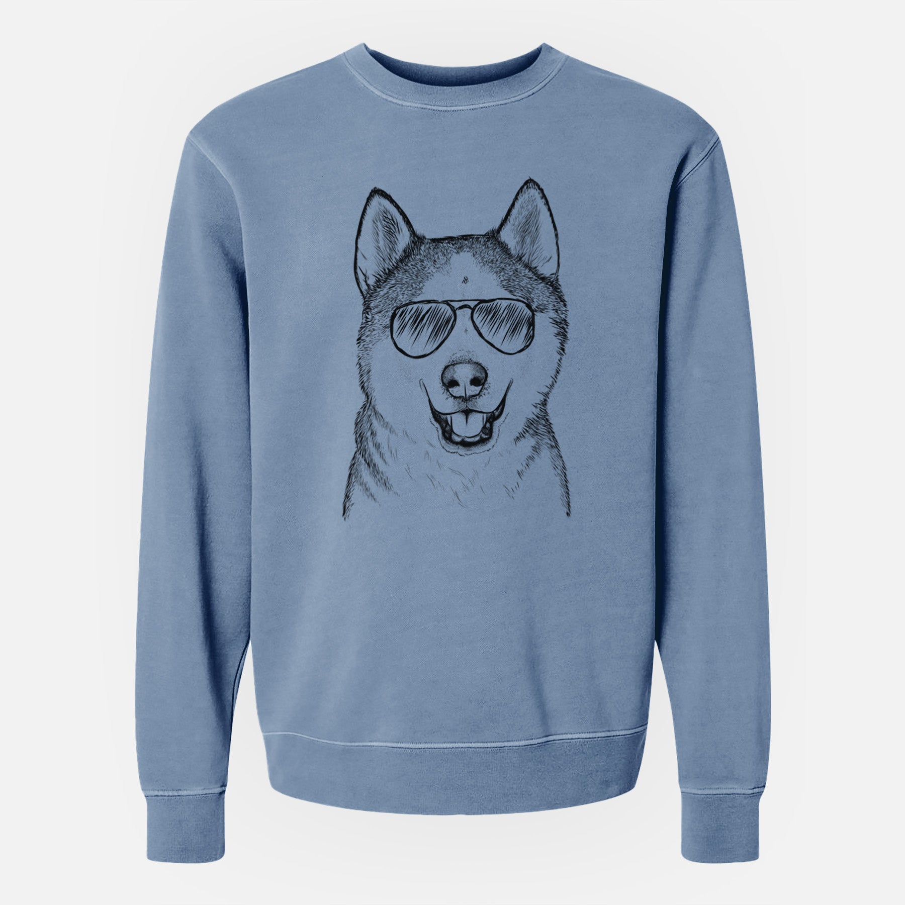 Aviator Nika the Siberian Husky - Unisex Pigment Dyed Crew Sweatshirt