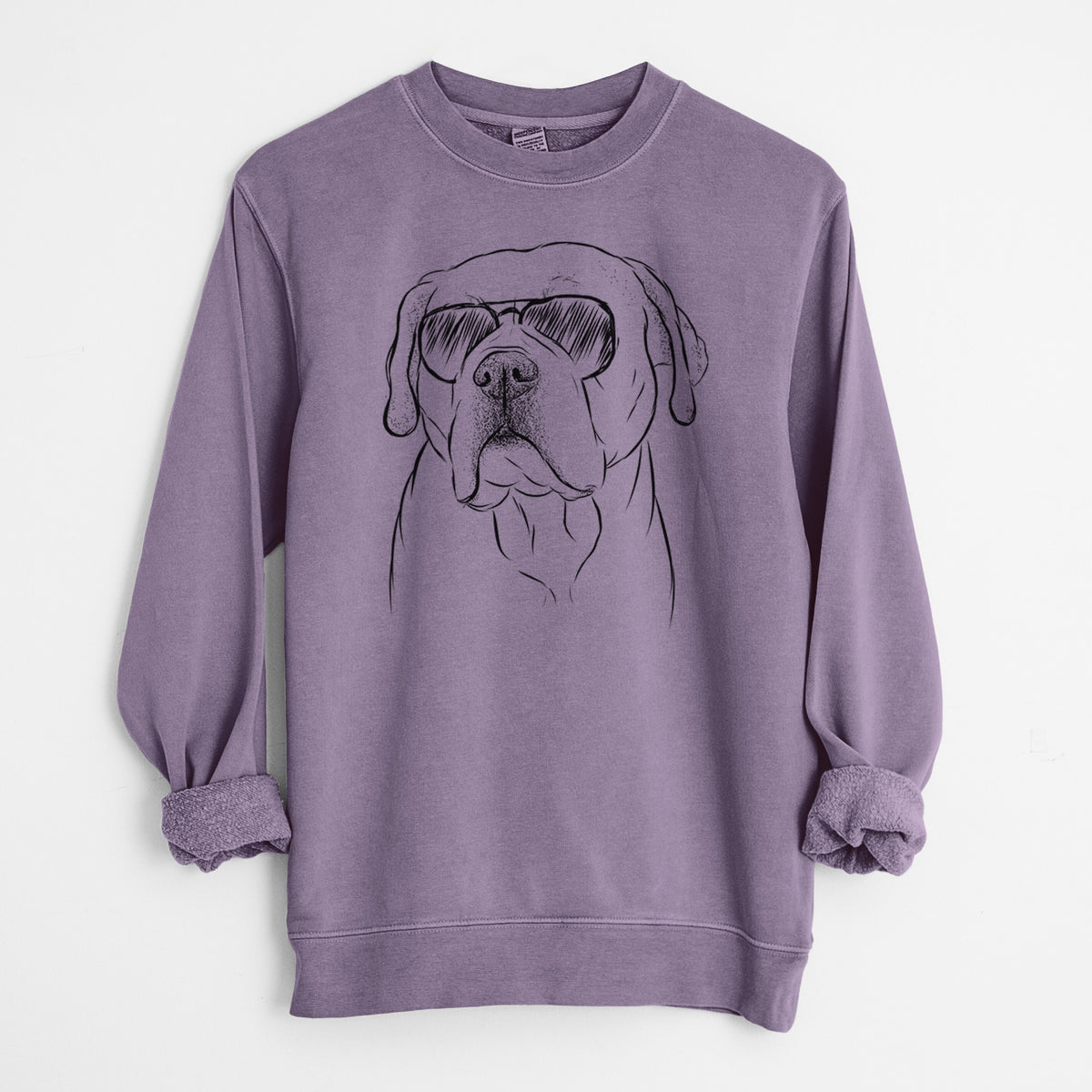 Aviator Nora the American Bulldog Mix - Unisex Pigment Dyed Crew Sweatshirt