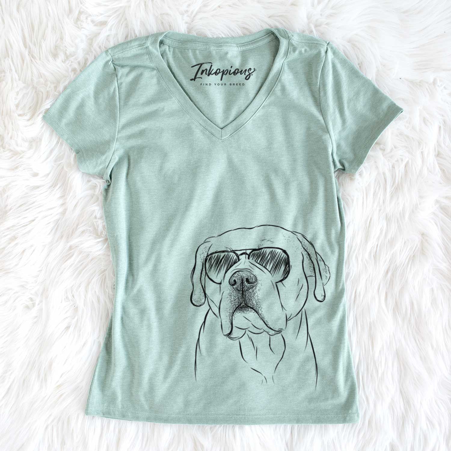 Aviator Nora the American Bulldog Mix - Women's V-neck Shirt