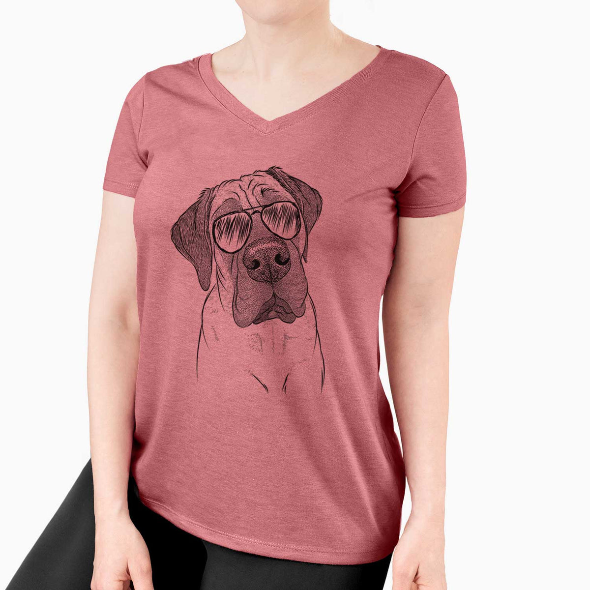 Aviator Nutterbutter the English Mastiff - Women's V-neck Shirt