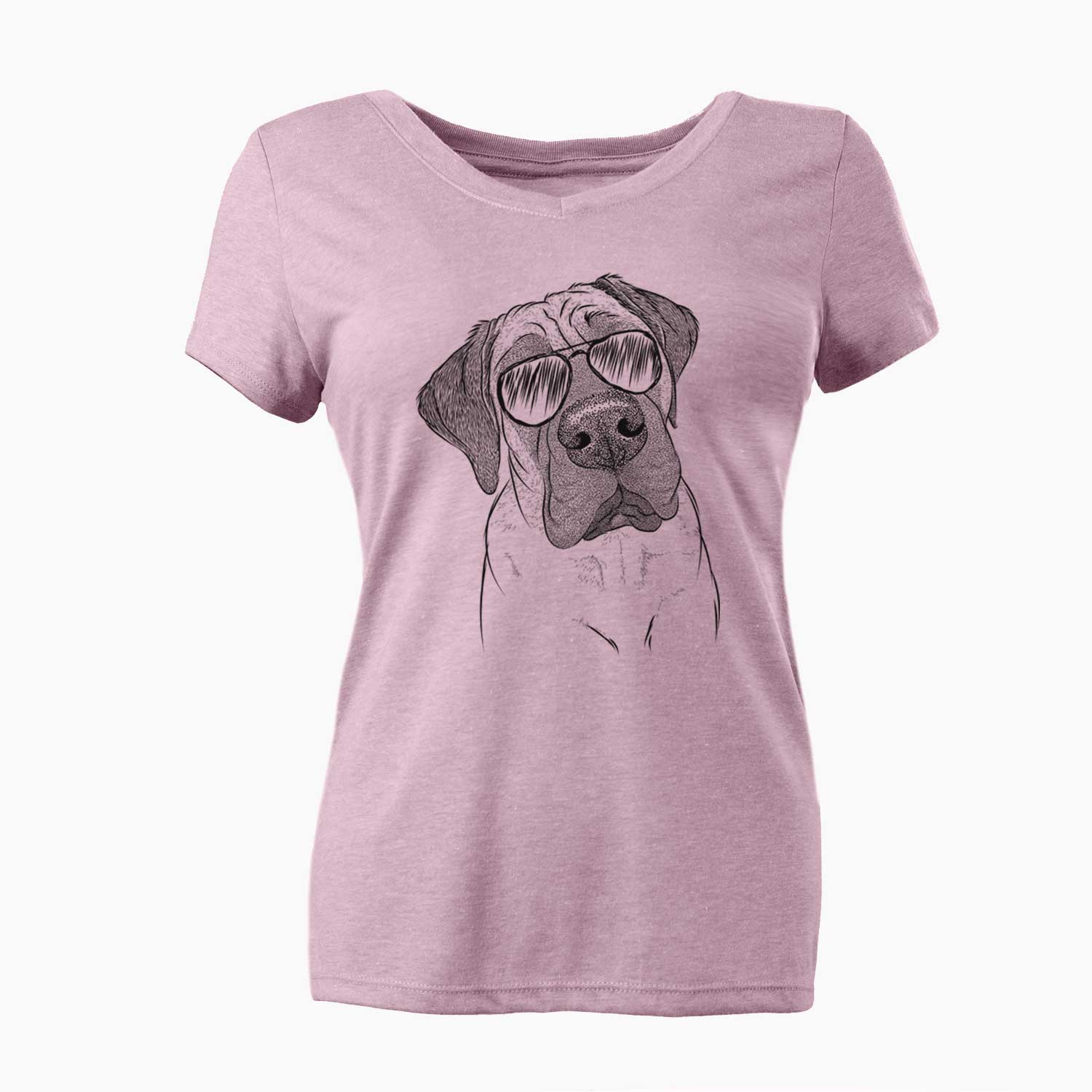 Aviator Nutterbutter the English Mastiff - Women's V-neck Shirt