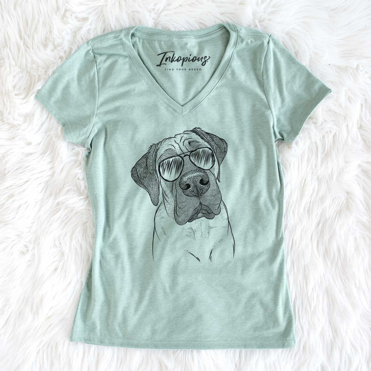 Aviator Nutterbutter the English Mastiff - Women's V-neck Shirt