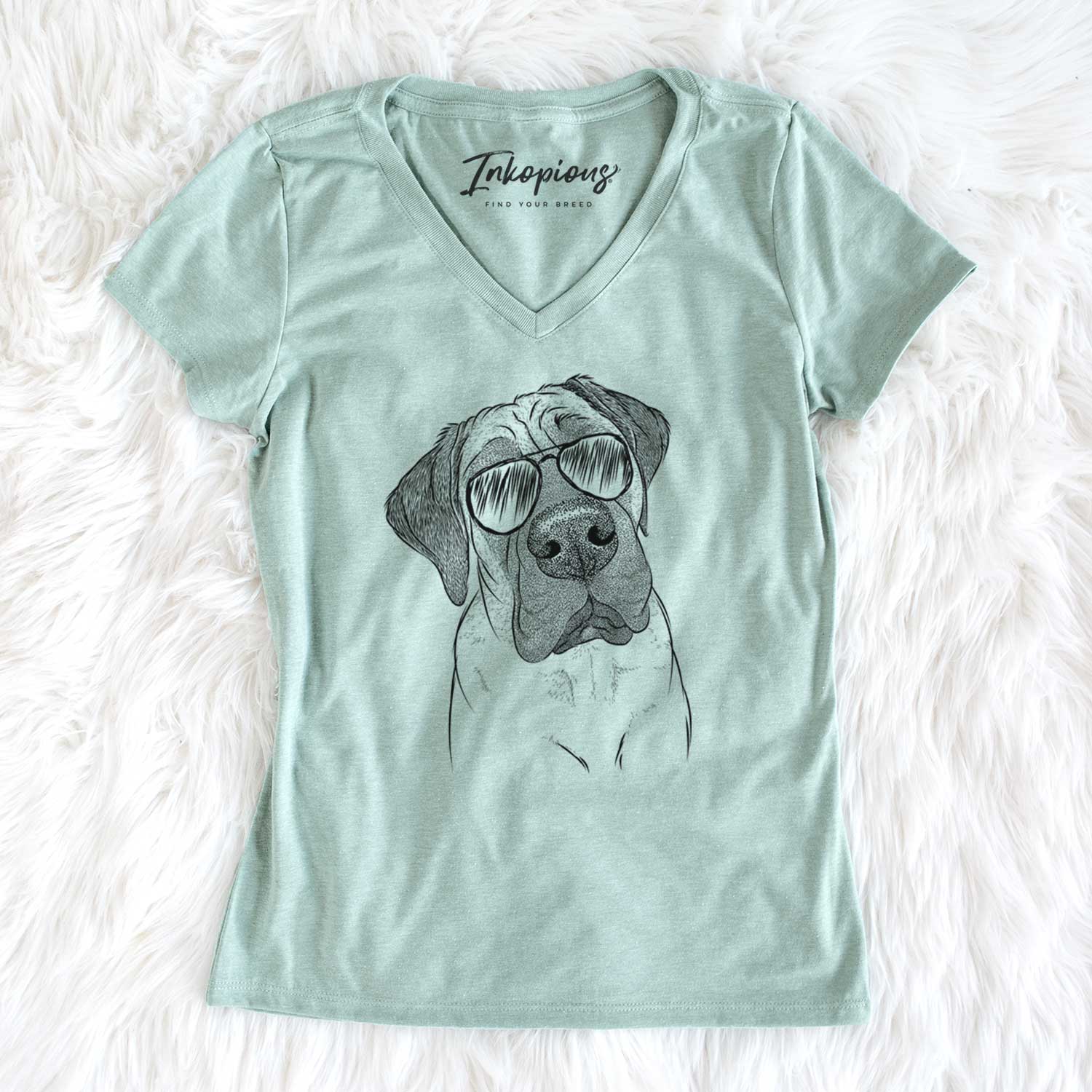 Aviator Nutterbutter the English Mastiff - Women's V-neck Shirt