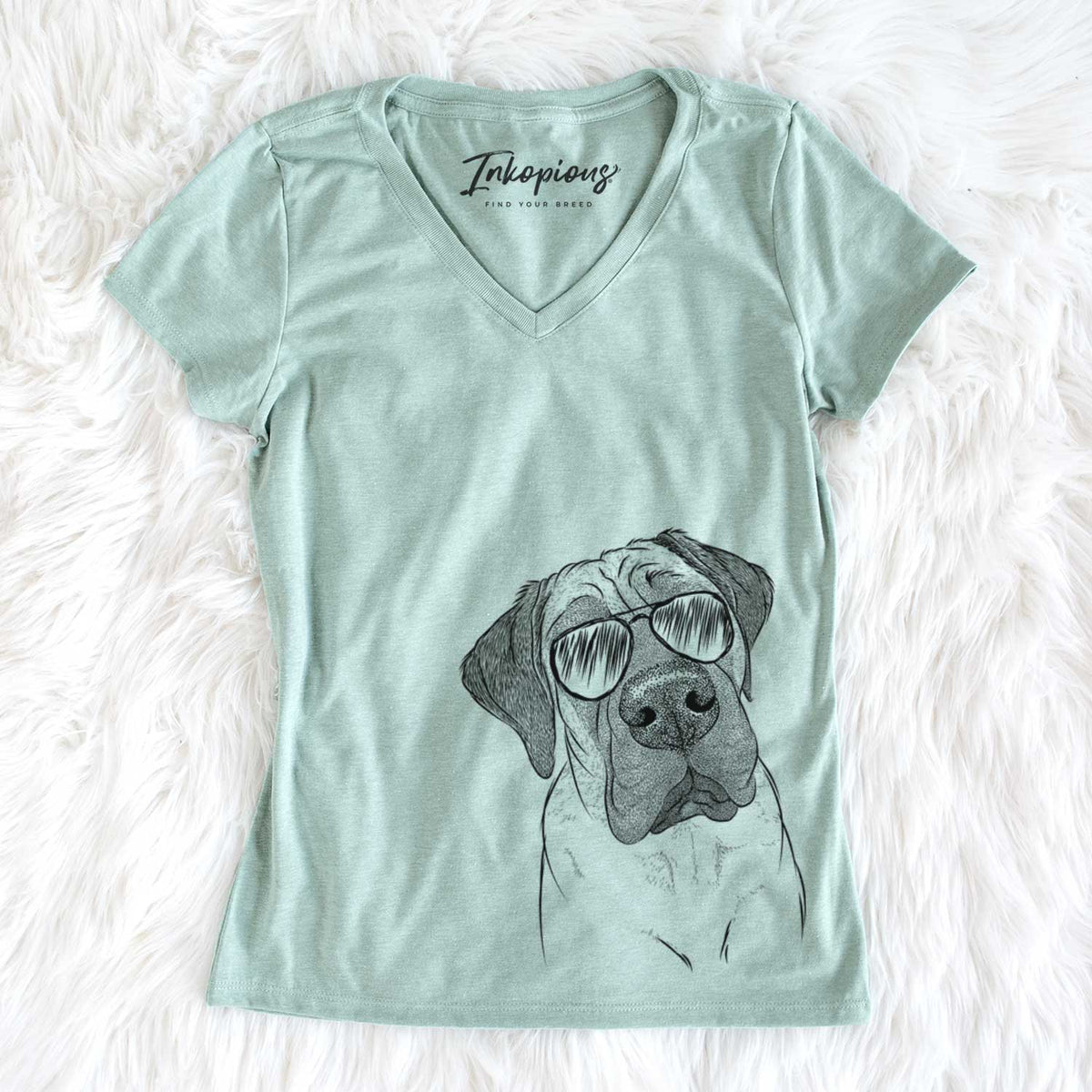 Aviator Nutterbutter the English Mastiff - Women's V-neck Shirt