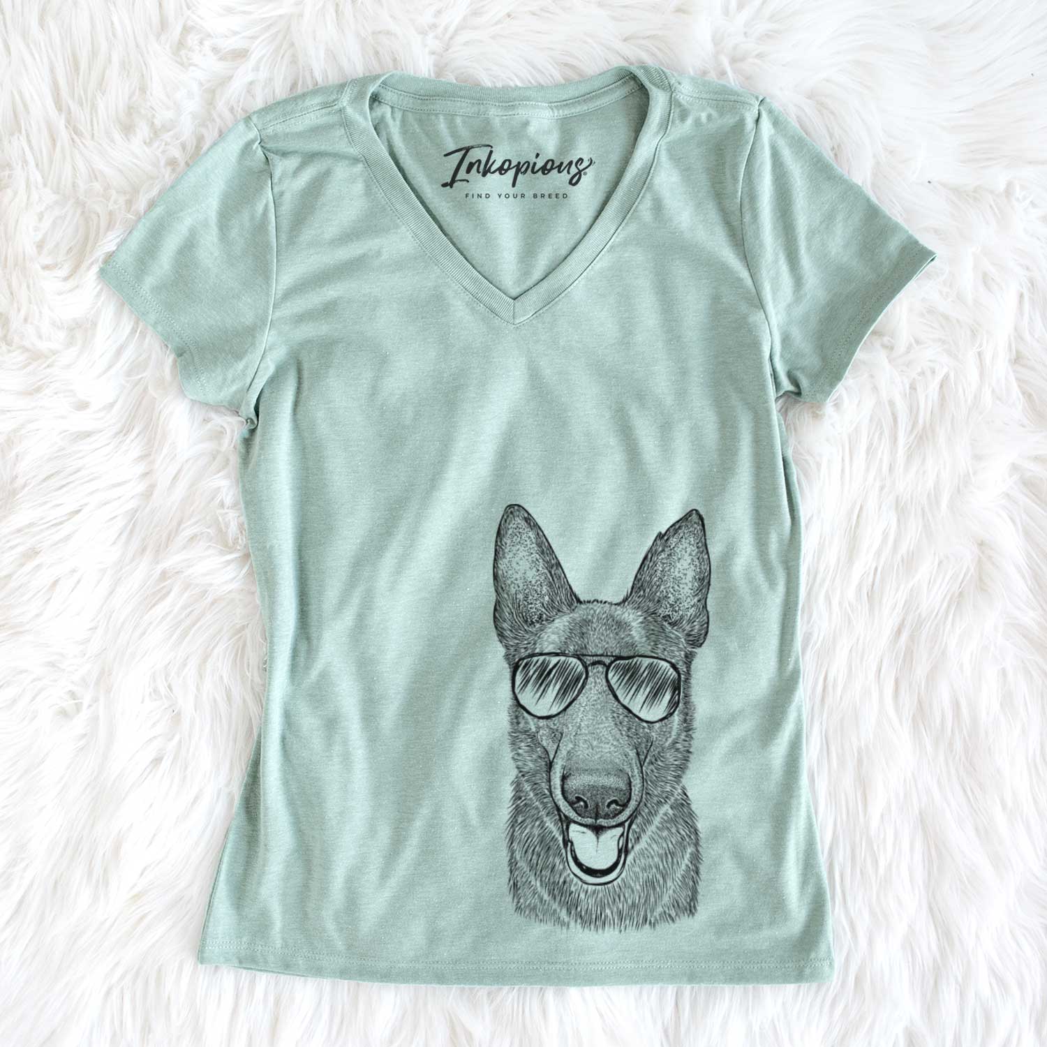 Aviator Nyx the German Shepherd - Women's V-neck Shirt