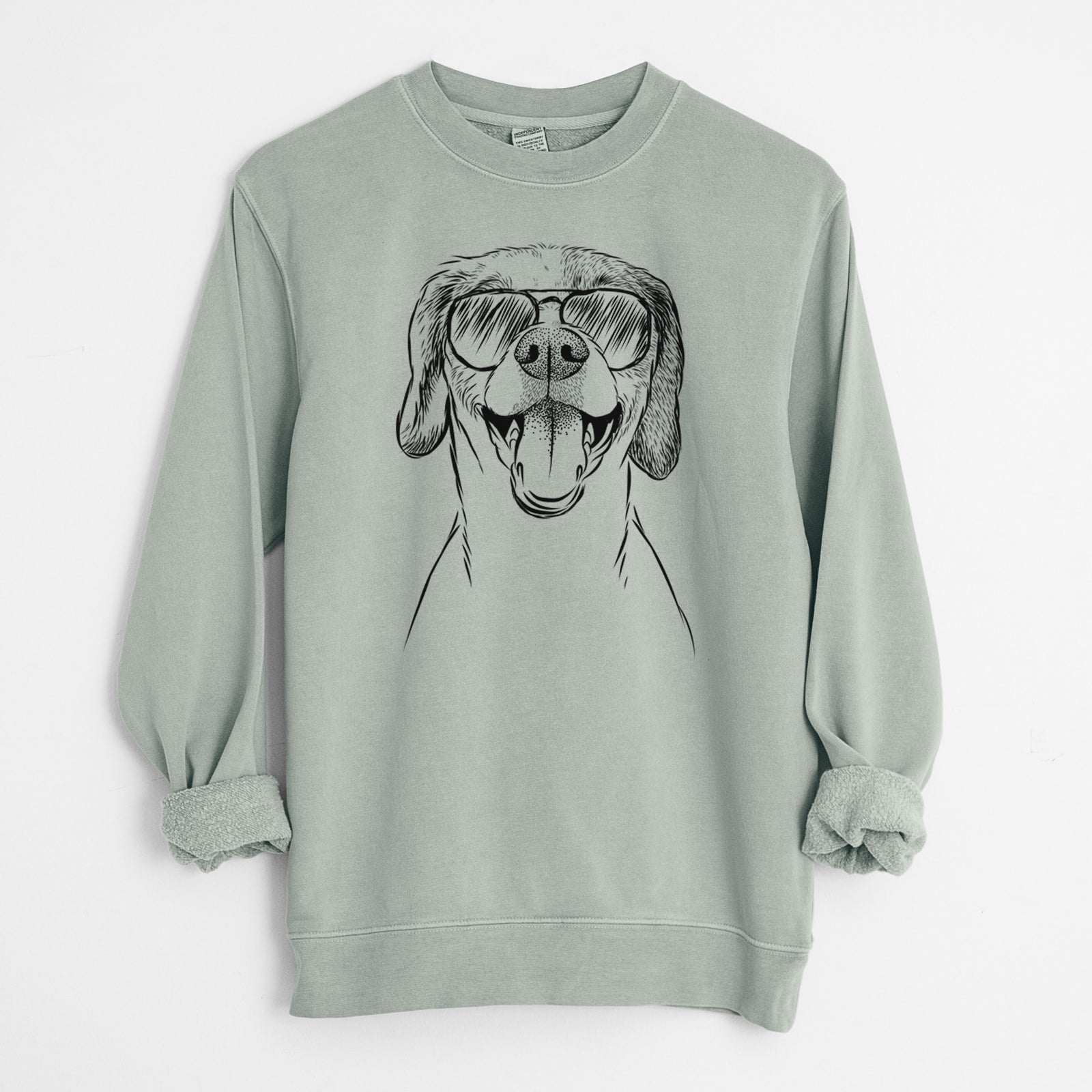 Aviator Obi the Beagle Mix - Unisex Pigment Dyed Crew Sweatshirt