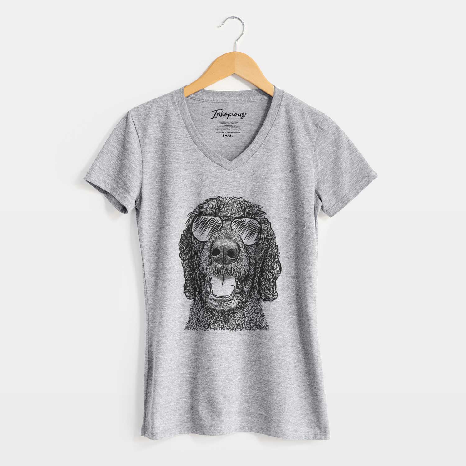Aviator Obi James the Goldendoodle - Women's V-neck Shirt