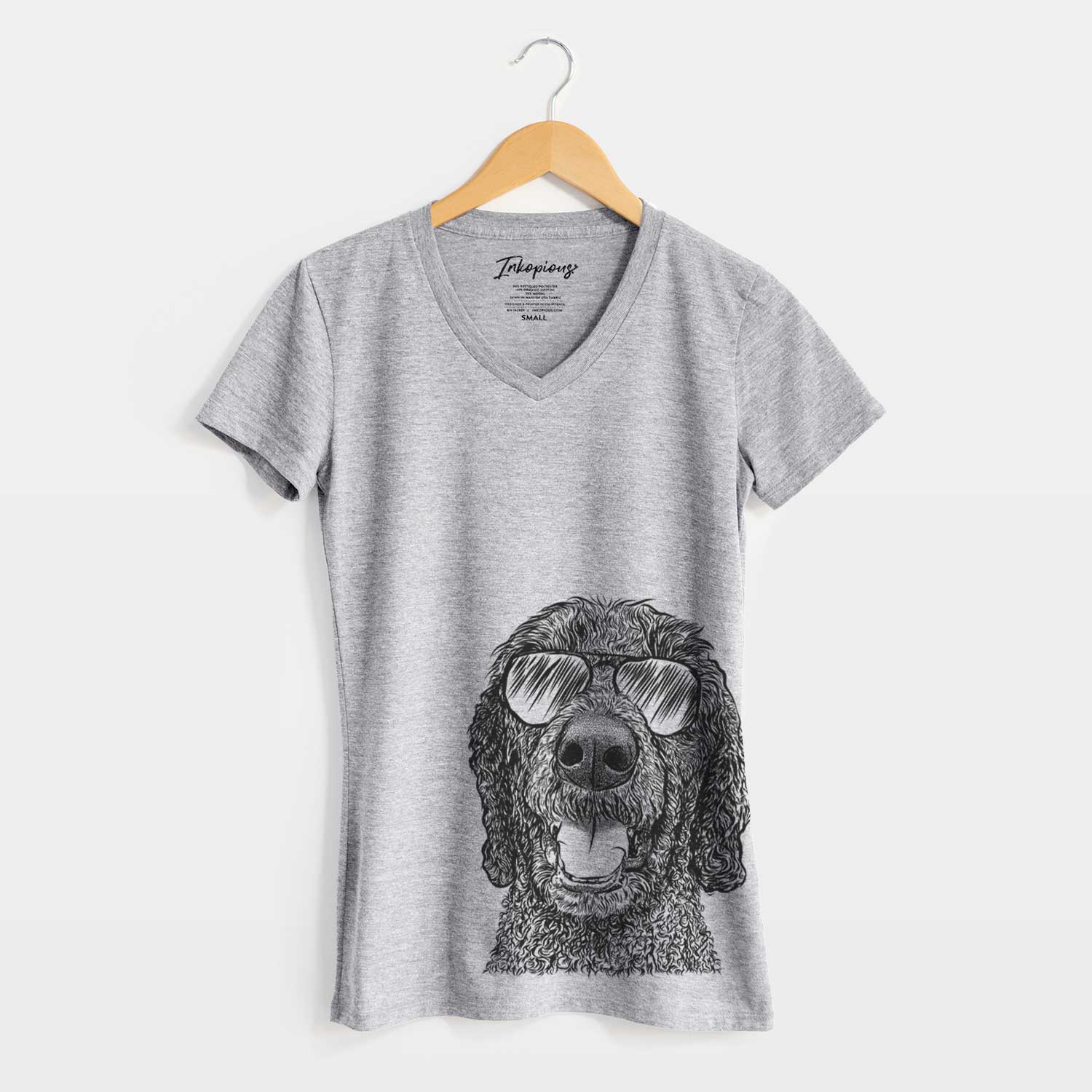 Aviator Obi James the Goldendoodle - Women's V-neck Shirt