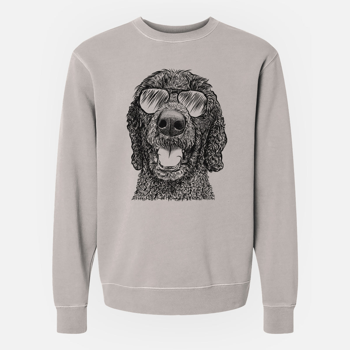 Aviator Obi James the Goldendoodle - Unisex Pigment Dyed Crew Sweatshirt