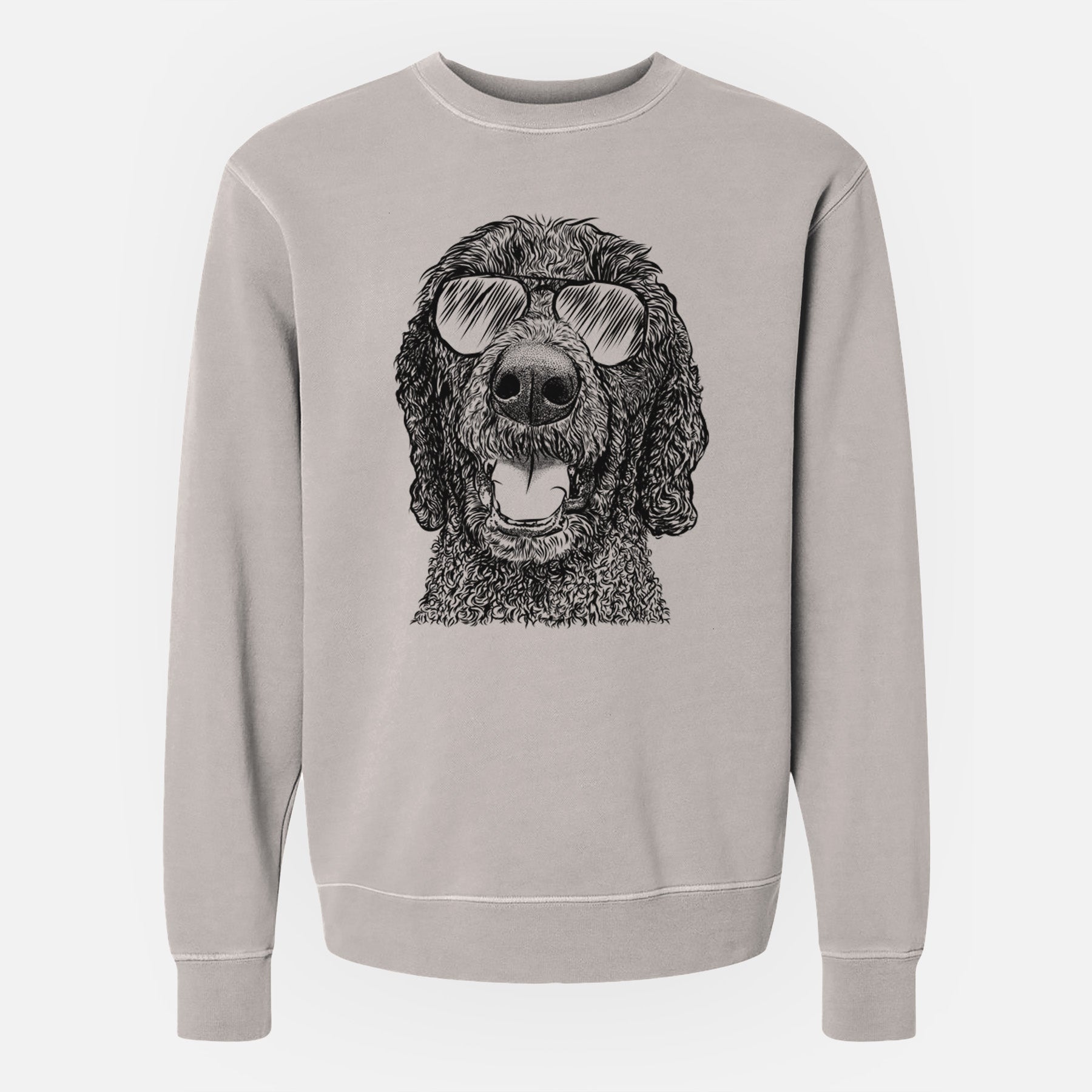Aviator Obi James the Goldendoodle - Unisex Pigment Dyed Crew Sweatshirt