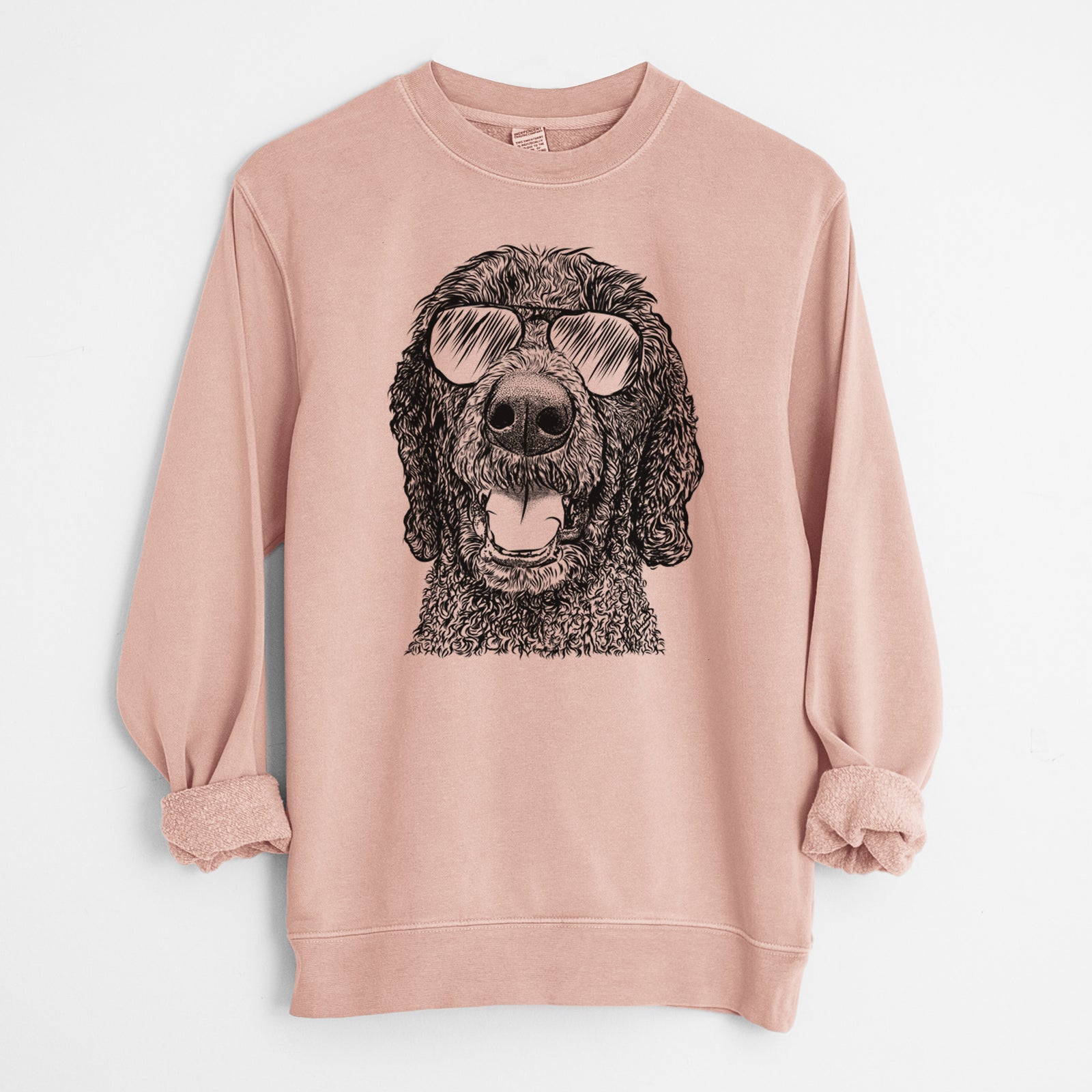 Aviator Obi James the Goldendoodle - Unisex Pigment Dyed Crew Sweatshirt