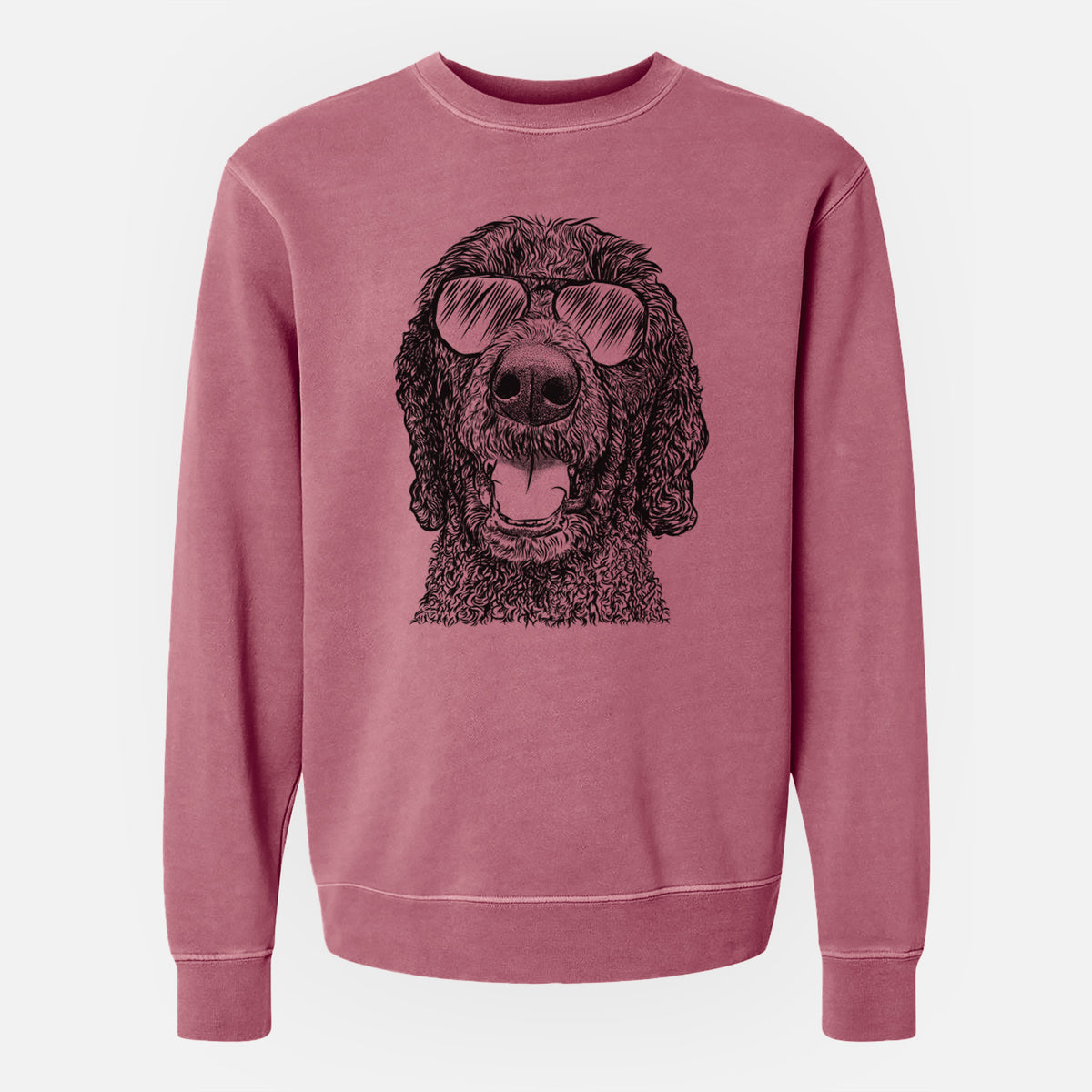 Aviator Obi James the Goldendoodle - Unisex Pigment Dyed Crew Sweatshirt